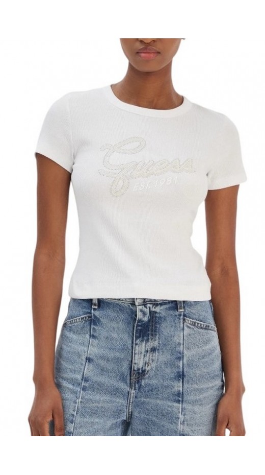 GUESS CN GUESS STUDS SCRIPT ΤΟΠ ΓΥΝΑΙΚΕΙΟ WHITE