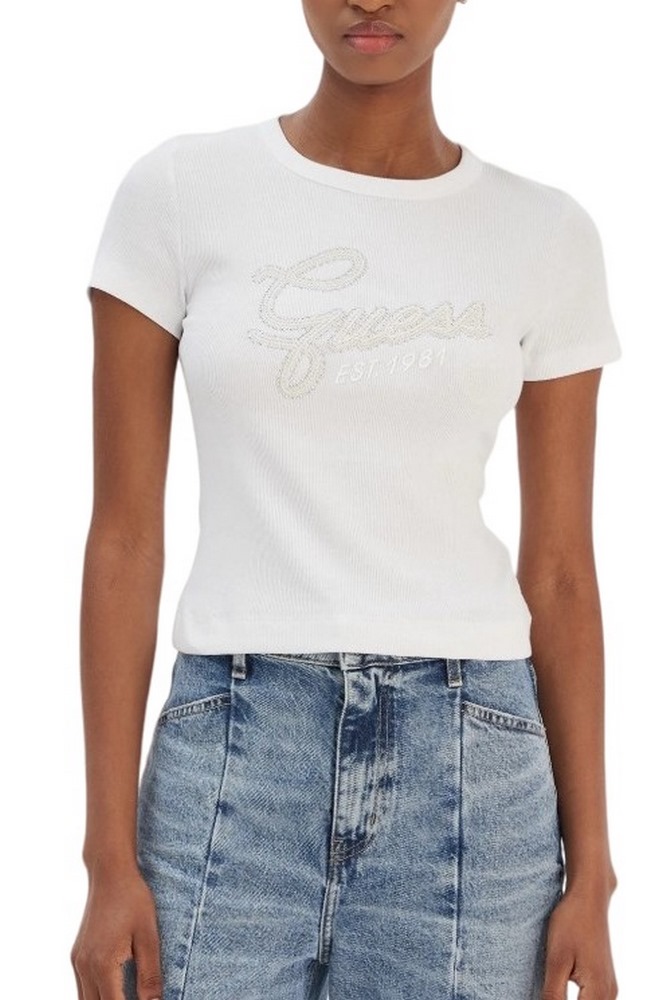 GUESS CN GUESS STUDS SCRIPT ΤΟΠ ΓΥΝΑΙΚΕΙΟ WHITE