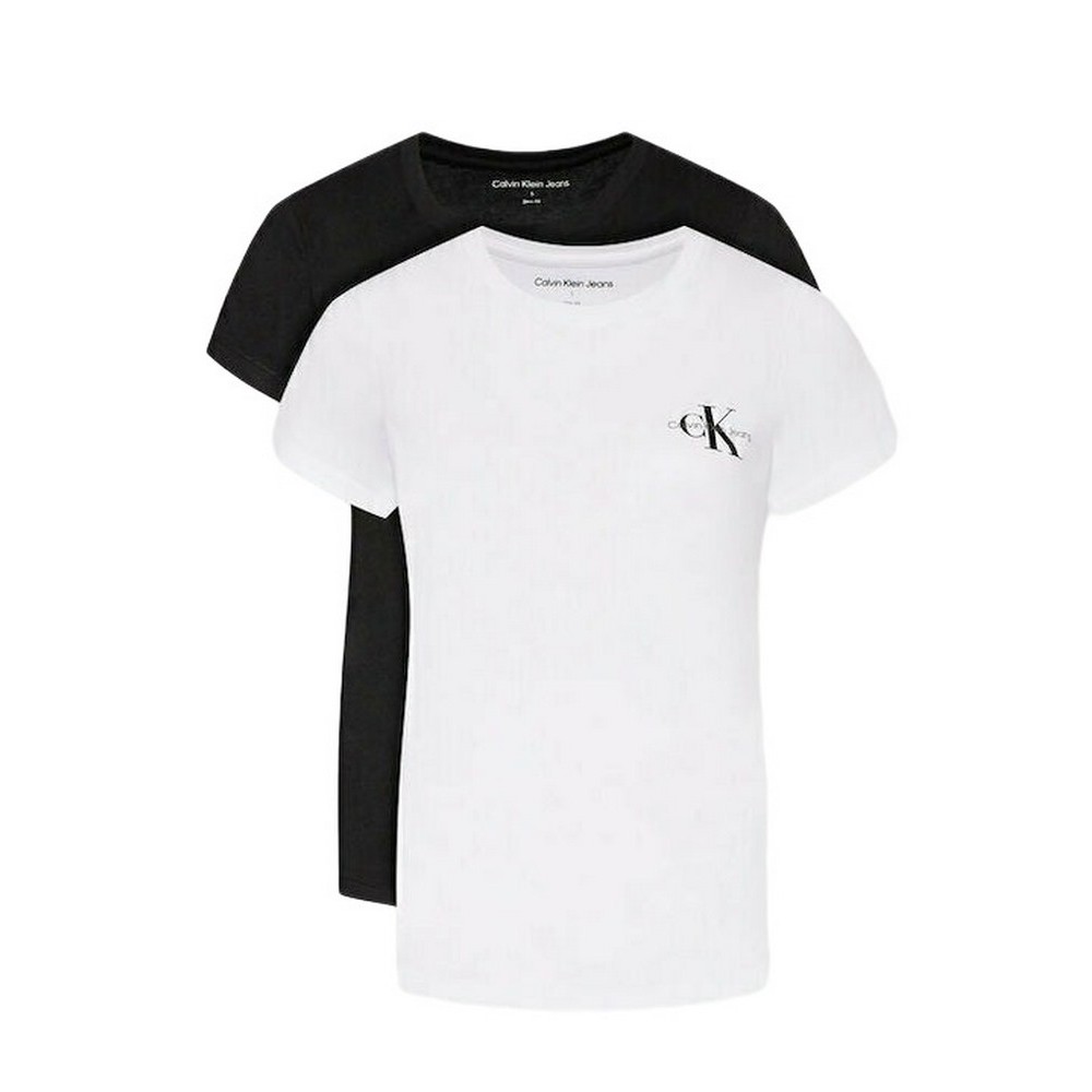 CALVIN KLEIN JEANS 2-PACK MONOGRAM SLIM TEE T-SHIRT ΓΥΝΑΙΚΕΙΟ BLACK/WHITE