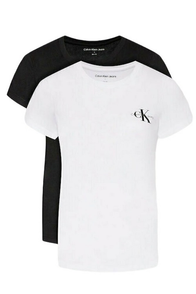 CALVIN KLEIN JEANS 2-PACK MONOGRAM SLIM TEE T-SHIRT ΓΥΝΑΙΚΕΙΟ BLACK/WHITE