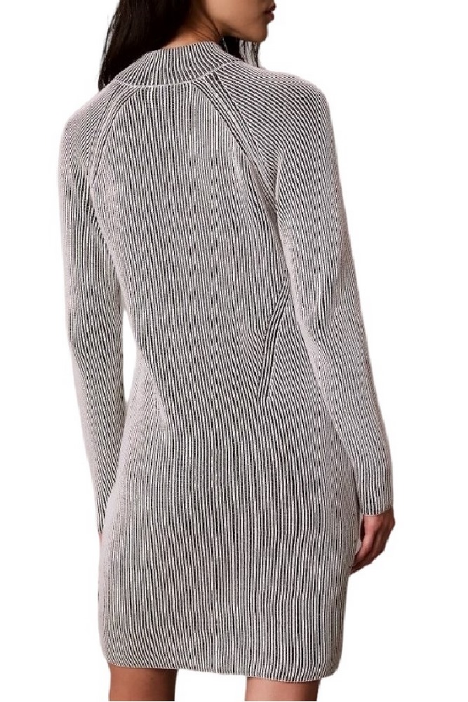 CALVIN KLEIN JEANS BICOLOR RIB ZIP UP DRESS ΦΟΡΕΜΑ ΠΛΕΚΤΟ ΓΥΝΑΙΚΕΙΟ BLACK/WHITE