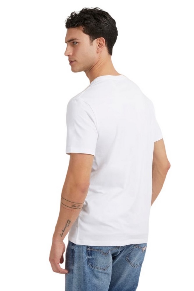GUESS SS CN GUESS GEO TRIANGLE T-SHIRT ΑΝΔΡΙΚΟ WHITE
