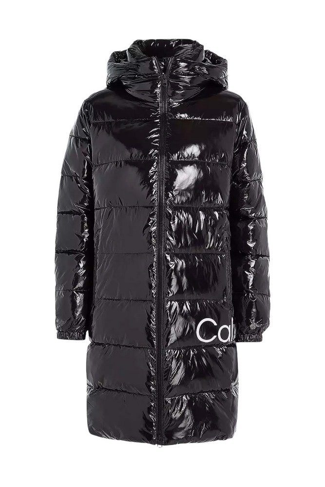 CALVIN KLEIN SHINY LONG FITTED JACKET ΜΠΟΥΦΑΝ ΓΥΝΑΙΚΕΙΟ BLACK