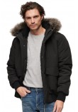 SUPERDRY D1 OVIN EVEREST HOODED PUFFER BOMBER ΜΠΟΥΦΑΝ ΑΝΔΡΙΚΟ BLACK