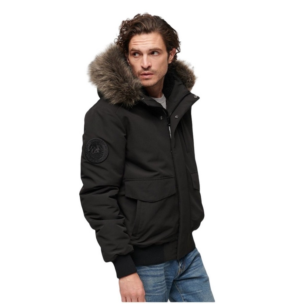 SUPERDRY D1 OVIN EVEREST HOODED PUFFER BOMBER ΜΠΟΥΦΑΝ ΑΝΔΡΙΚΟ BLACK