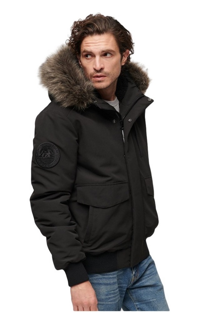 SUPERDRY D1 OVIN EVEREST HOODED PUFFER BOMBER ΜΠΟΥΦΑΝ ΑΝΔΡΙΚΟ BLACK