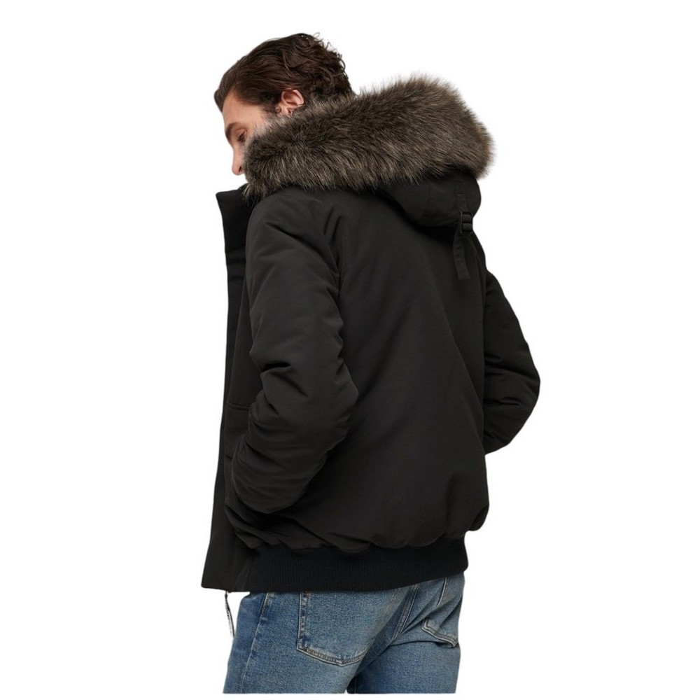 SUPERDRY D1 OVIN EVEREST HOODED PUFFER BOMBER ΜΠΟΥΦΑΝ ΑΝΔΡΙΚΟ BLACK