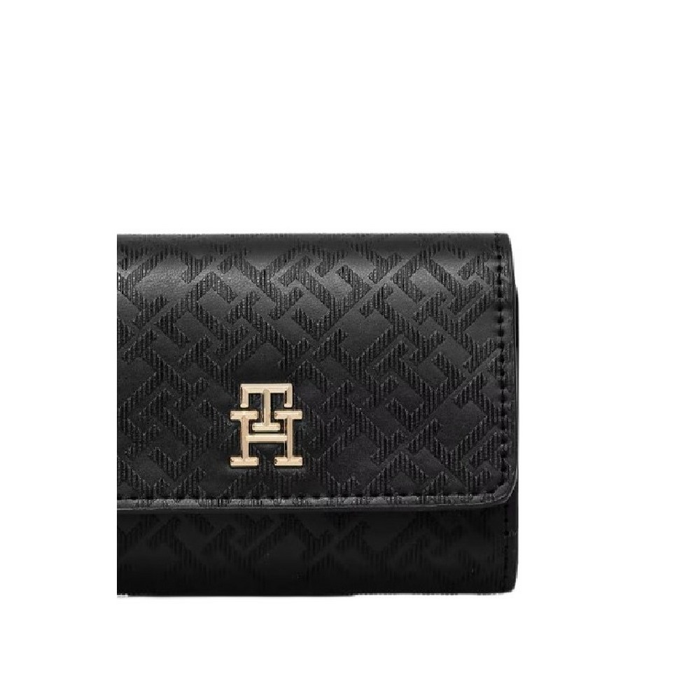 TOMMY HILFIGER DISTINCT TRIFOLD WALLET MONO ΠΟΡΤΟΦΟΛΙ ΓΥΝΑΙΚΕΙΟ BLACK