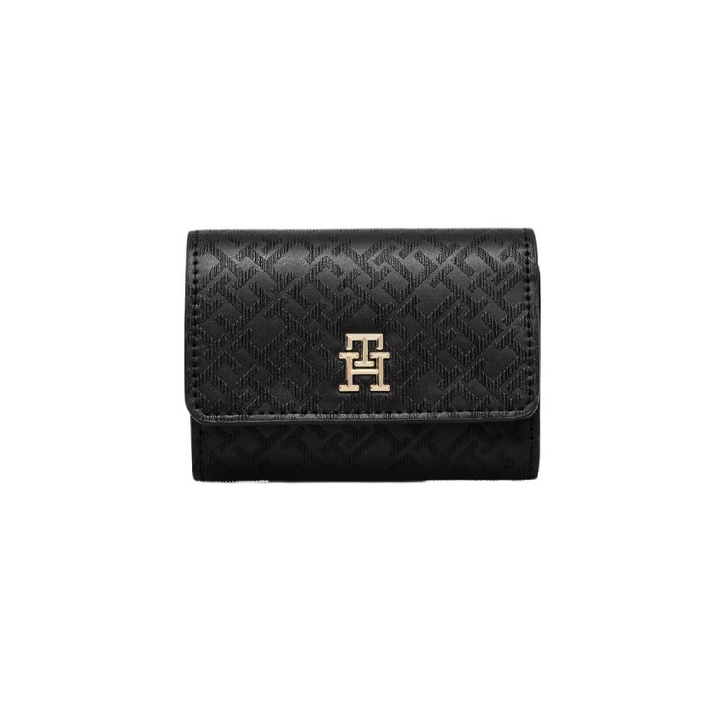 TOMMY HILFIGER DISTINCT TRIFOLD WALLET MONO ΠΟΡΤΟΦΟΛΙ ΓΥΝΑΙΚΕΙΟ BLACK
