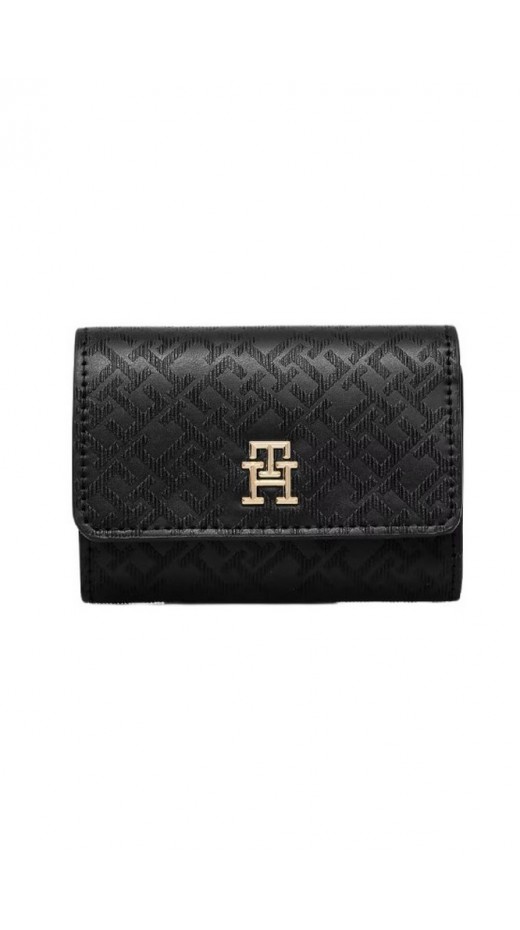 TOMMY HILFIGER DISTINCT TRIFOLD WALLET MONO ΠΟΡΤΟΦΟΛΙ ΓΥΝΑΙΚΕΙΟ BLACK