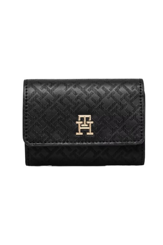TOMMY HILFIGER DISTINCT TRIFOLD WALLET MONO ΠΟΡΤΟΦΟΛΙ ΓΥΝΑΙΚΕΙΟ BLACK