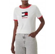 TOMMY JEANS REG NOVELTY RINGER EXT T-SHIRT ΜΠΛΟΥΖΑ ΓΥΝΑΙΚΕΙΑ ECRU