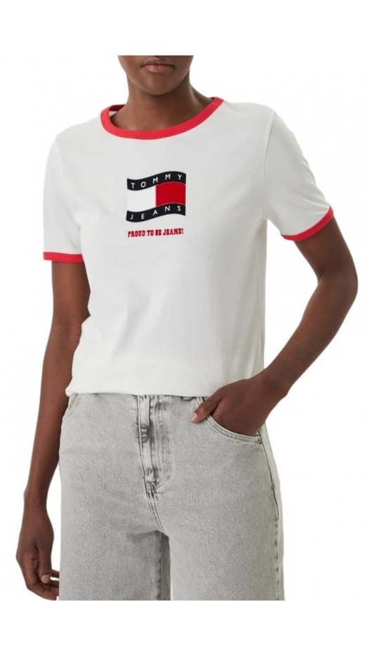 TOMMY JEANS REG NOVELTY RINGER EXT T-SHIRT ΜΠΛΟΥΖΑ ΓΥΝΑΙΚΕΙΑ ECRU