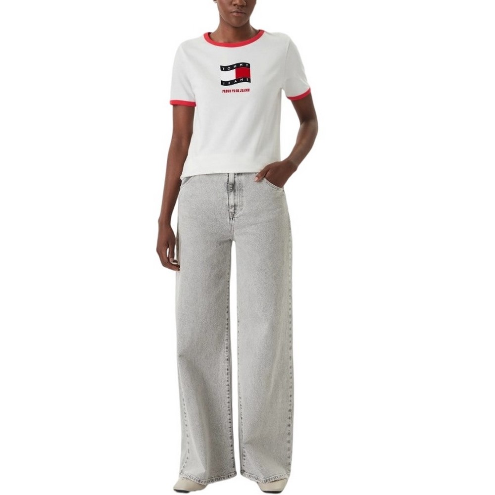 TOMMY JEANS REG NOVELTY RINGER EXT T-SHIRT ΜΠΛΟΥΖΑ ΓΥΝΑΙΚΕΙΑ ECRU