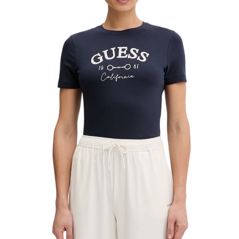GUESS BEATRIZ CN T-SHIRT ΜΠΛΟΥΖΑ ΓΥΝΑΙΚΕΙΑ DARK NAVY