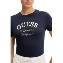 GUESS BEATRIZ CN T-SHIRT ΜΠΛΟΥΖΑ ΓΥΝΑΙΚΕΙΑ DARK NAVY