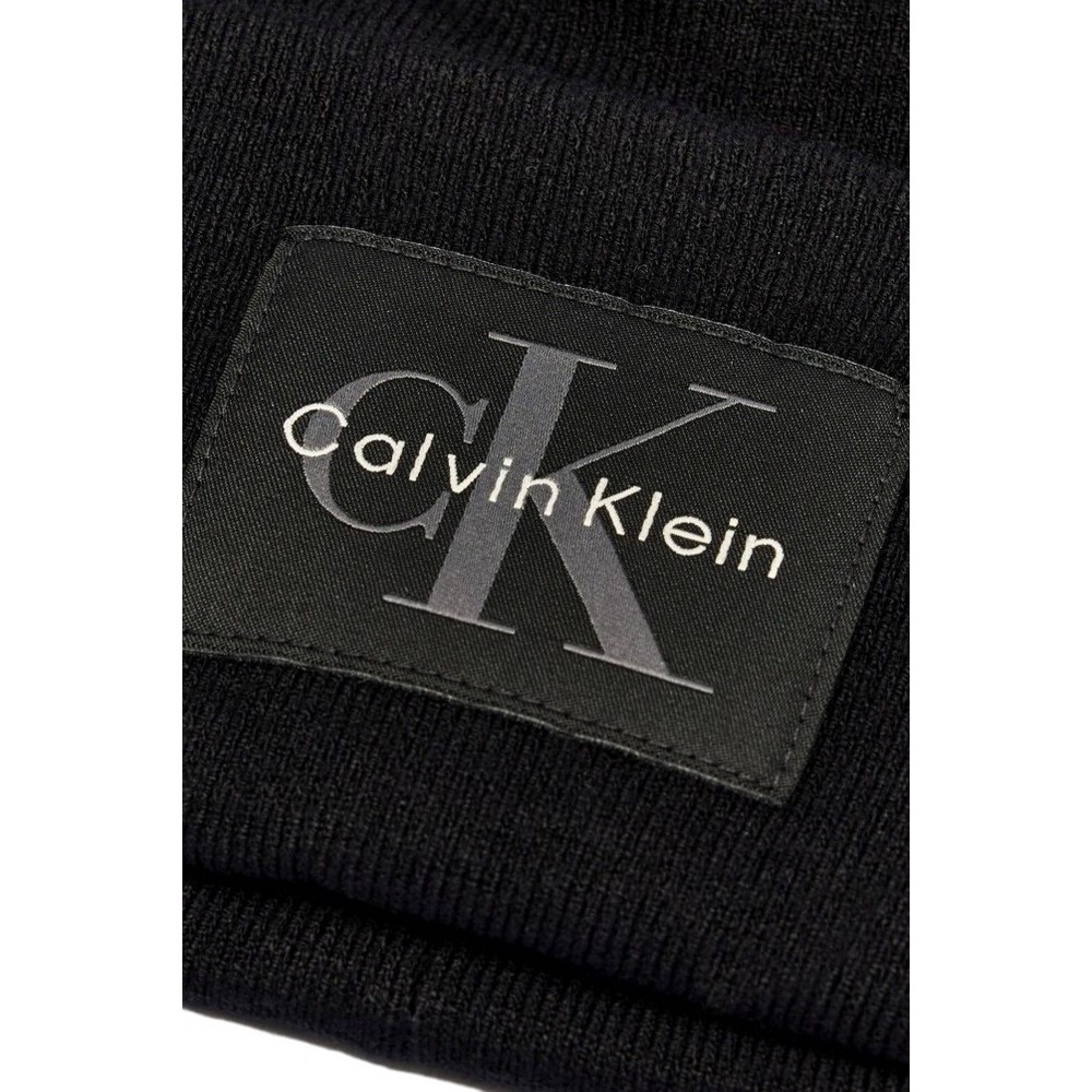 CALVIN KLEIN MONOLOGO PATCH BEANIE ΣΚΟΥΦΟΣ ΑΝΔΡΙΚΟΣ BLACK