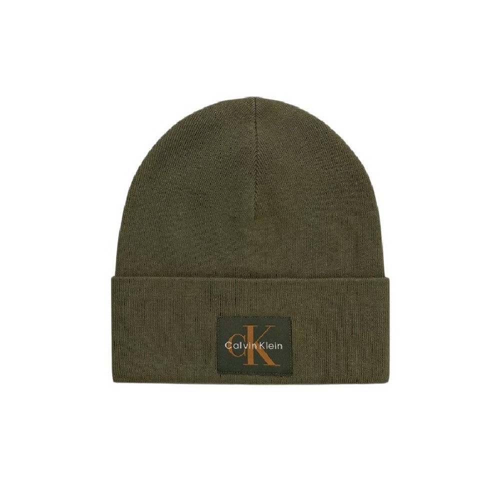CALVIN KLEIN MONOLOGO PATCH BEANIE ΣΚΟΥΦΟΣ ΑΝΔΡΙΚΟΣ KHAKI