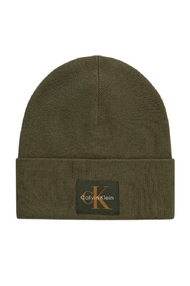CALVIN KLEIN MONOLOGO PATCH BEANIE ΣΚΟΥΦΟΣ ΑΝΔΡΙΚΟΣ KHAKI