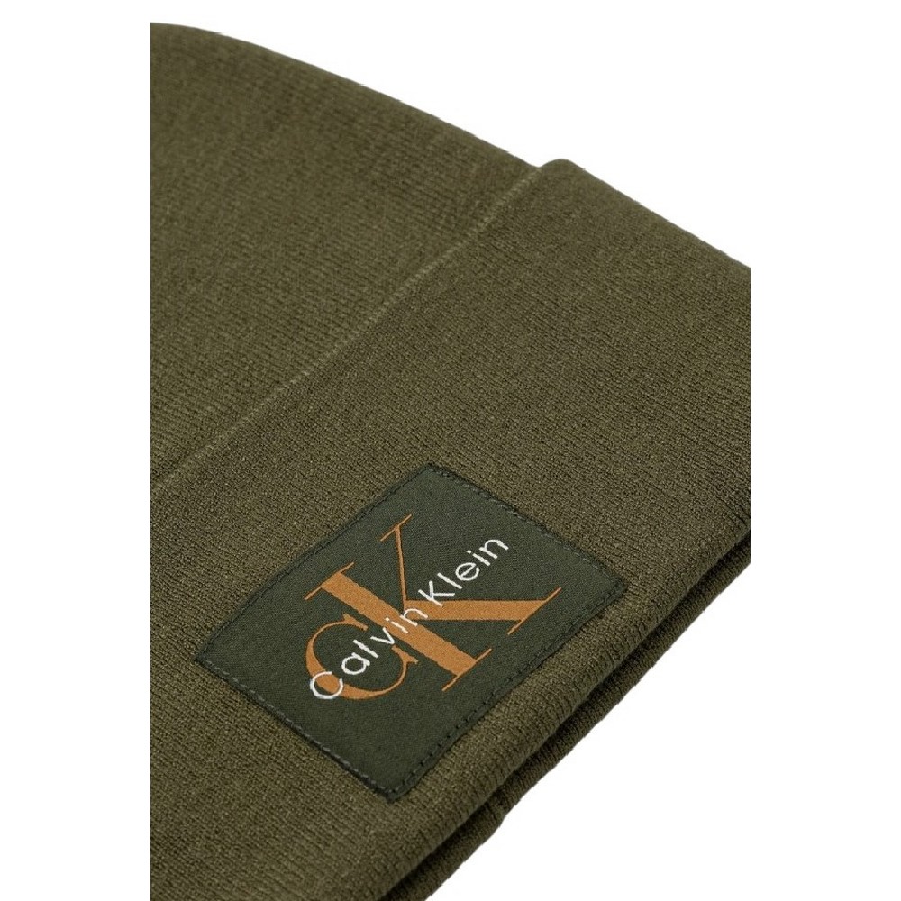 CALVIN KLEIN MONOLOGO PATCH BEANIE ΣΚΟΥΦΟΣ ΑΝΔΡΙΚΟΣ KHAKI