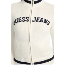 GUESS JEANS LS ZIPPED INTARSIA SWTR ΖΑΚΕΤΑ ΠΛΕΚΤΗ ΓΥΝΑΙΚΕΙΑ WHITE