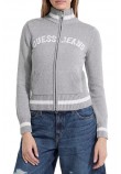 GUESS JEANS LS ZIPPED INTARSIA SWTR ΖΑΚΕΤΑ ΠΛΕΚΤΗ ΓΥΝΑΙΚΕΙΑ GREY