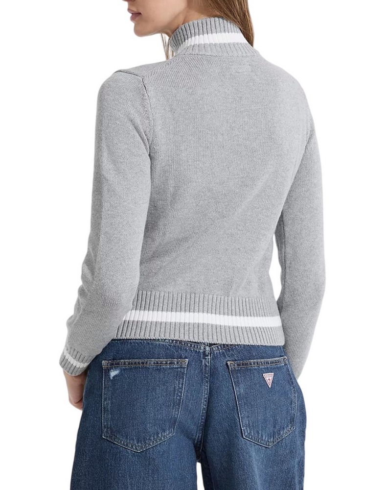 GUESS JEANS LS ZIPPED INTARSIA SWTR ΖΑΚΕΤΑ ΠΛΕΚΤΗ ΓΥΝΑΙΚΕΙΑ GREY