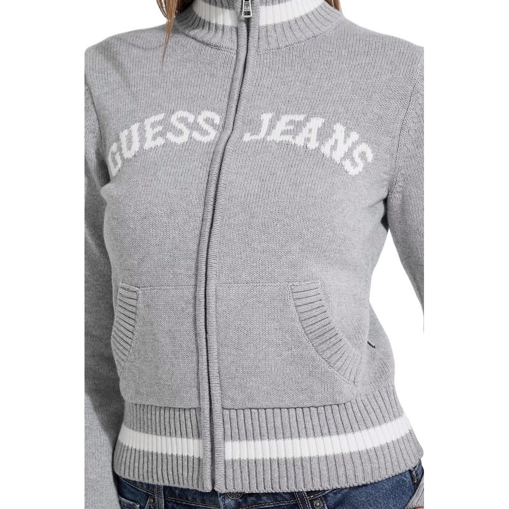 GUESS JEANS LS ZIPPED INTARSIA SWTR ΖΑΚΕΤΑ ΠΛΕΚΤΗ ΓΥΝΑΙΚΕΙΑ GREY