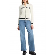 GUESS JEANS LS ZIPPED INTARSIA SWTR ΖΑΚΕΤΑ ΠΛΕΚΤΗ ΓΥΝΑΙΚΕΙΑ WHITE