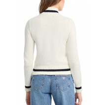 GUESS JEANS LS ZIPPED INTARSIA SWTR ΖΑΚΕΤΑ ΠΛΕΚΤΗ ΓΥΝΑΙΚΕΙΑ WHITE
