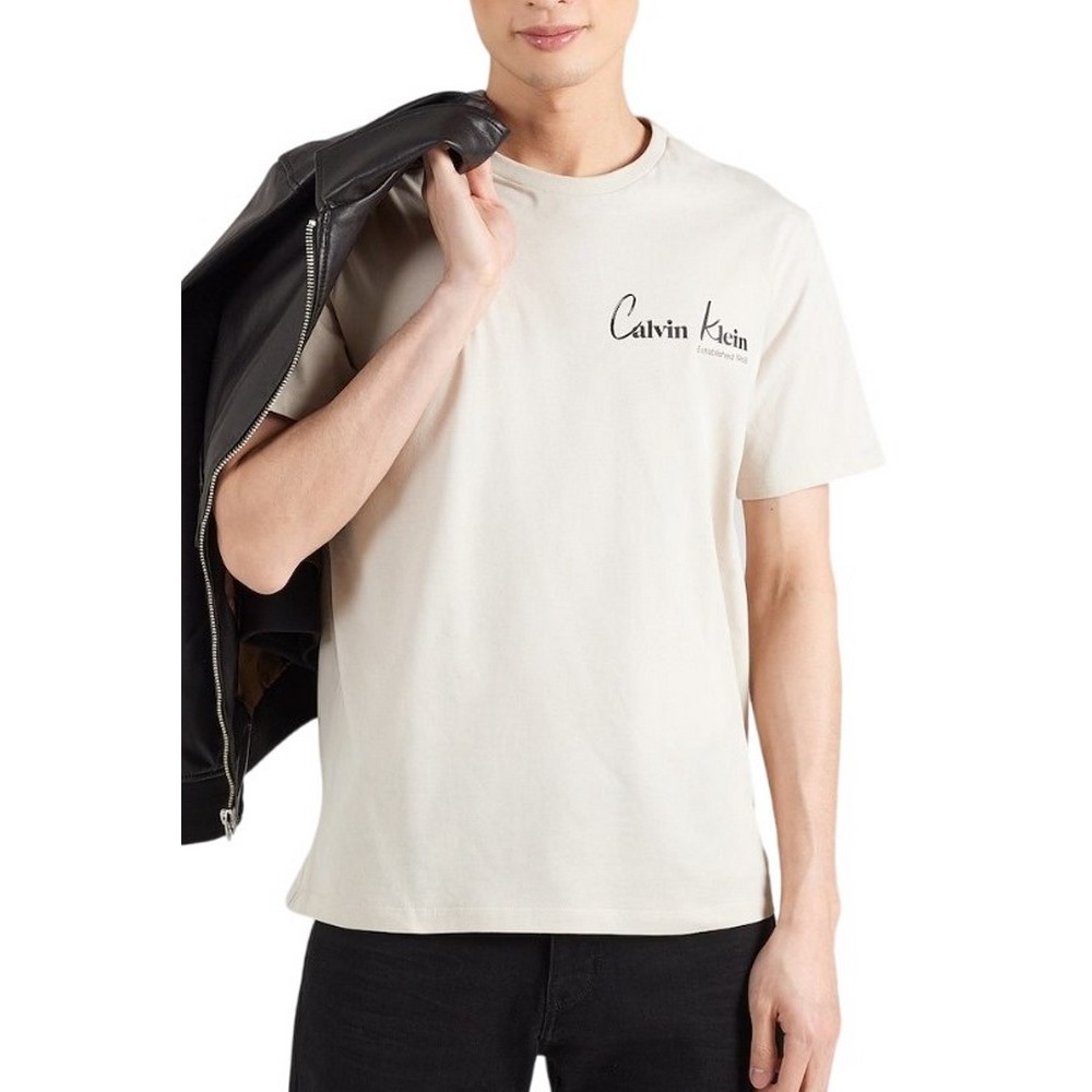 CALVIN KLEIN JEANS 30S EU WHOLESALE JEANS GRAPHICS T-SHIRT ΜΠΛΟΥΖΑ ΑΝΔΡΙΚΗ BEIGE