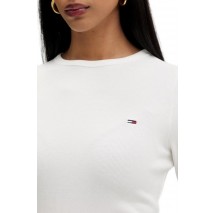 TOMMY JEANS SLIM SH LETTUCE EDGE RIB T-SHIRT ΜΠΛΟΥΖΑ ΓΥΝΑΙΚΕΙΑ ECRU