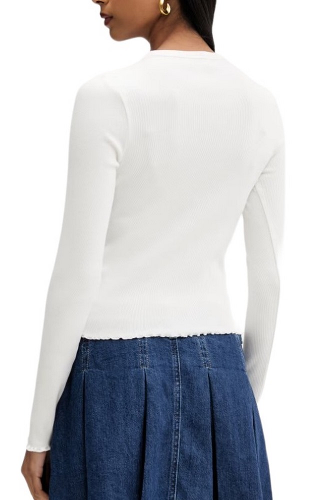 TOMMY JEANS SLIM SH LETTUCE EDGE RIB T-SHIRT ΜΠΛΟΥΖΑ ΓΥΝΑΙΚΕΙΑ ECRU