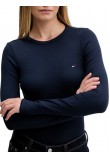TOMMY JEANS SLIM SH LETTUCE EDGE RIB T-SHIRT ΜΠΛΟΥΖΑ ΓΥΝΑΙΚΕΙΑ NAVY