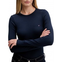 TOMMY JEANS SLIM SH LETTUCE EDGE RIB T-SHIRT ΜΠΛΟΥΖΑ ΓΥΝΑΙΚΕΙΑ NAVY