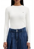 TOMMY JEANS SLIM SH LETTUCE EDGE RIB T-SHIRT ΜΠΛΟΥΖΑ ΓΥΝΑΙΚΕΙΑ ECRU