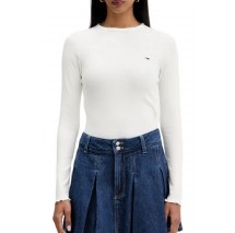 TOMMY JEANS SLIM SH LETTUCE EDGE RIB T-SHIRT ΜΠΛΟΥΖΑ ΓΥΝΑΙΚΕΙΑ ECRU