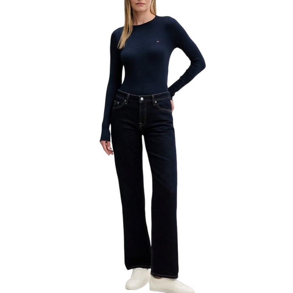 TOMMY JEANS SLIM SH LETTUCE EDGE RIB T-SHIRT ΜΠΛΟΥΖΑ ΓΥΝΑΙΚΕΙΑ NAVY