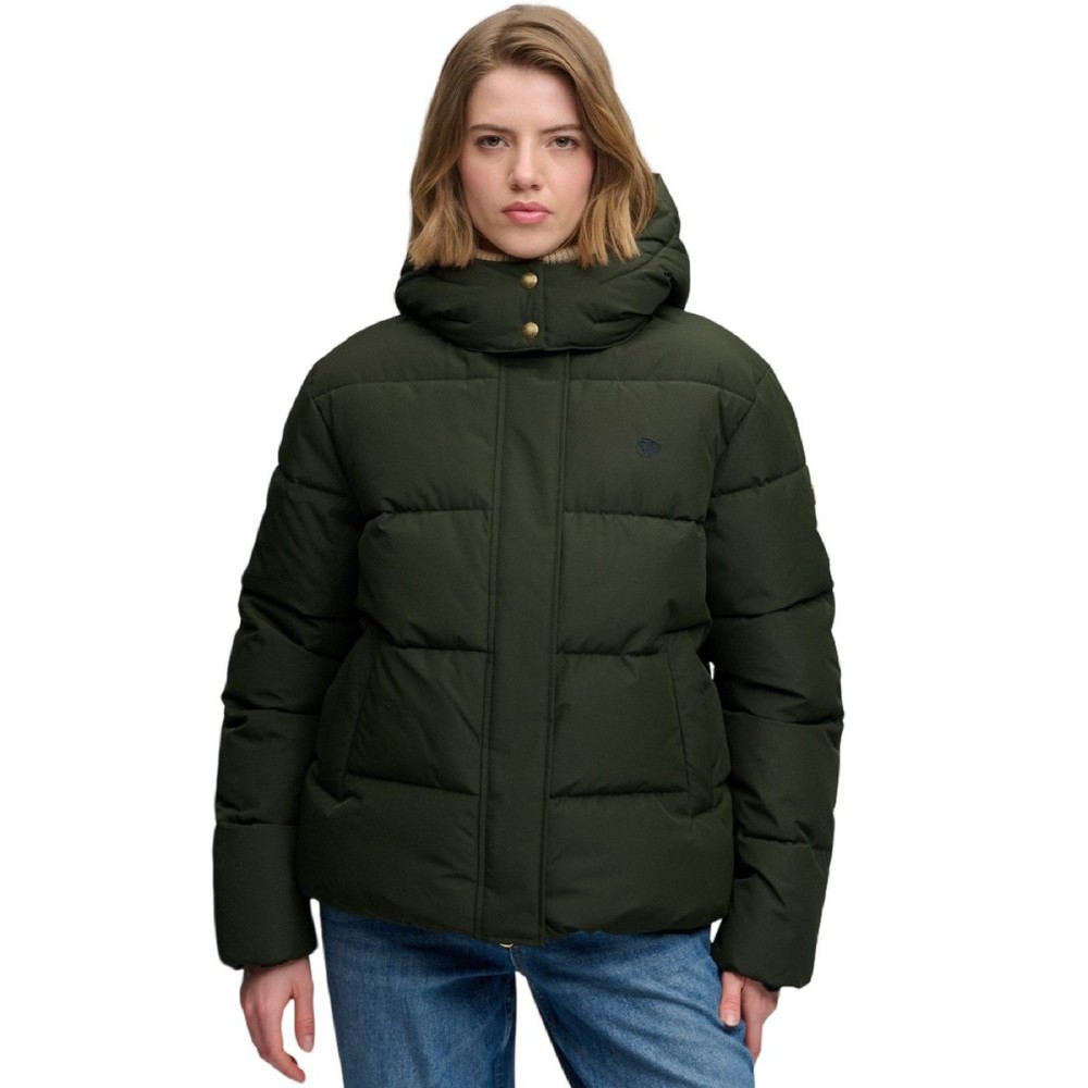 SUPERDRY PREMIUM HOOD PUFFER JKT ΜΠΟΥΦΑΝ ΓΥΝΑΙΚΕΙΟ DARK GREEN