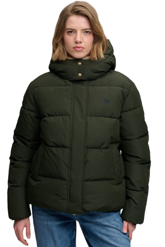 SUPERDRY PREMIUM HOOD PUFFER JKT ΜΠΟΥΦΑΝ ΓΥΝΑΙΚΕΙΟ DARK GREEN