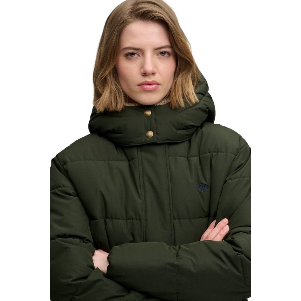 SUPERDRY PREMIUM HOOD PUFFER JKT ΜΠΟΥΦΑΝ ΓΥΝΑΙΚΕΙΟ DARK GREEN