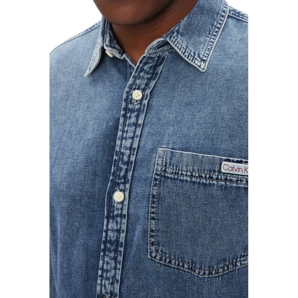 CALVIN KLEIN CASUAL CLASSIC ΠΟΥΚΑΜΙΣΟ ΑΝΔΡΙΙΚΟ BLUΕ DENIM