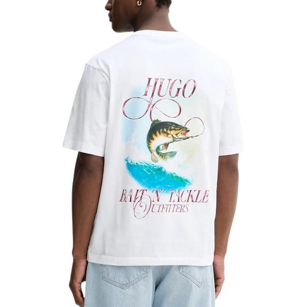 HUGO BOSS JERSEY NOFSHIX T-SHIRT ΜΠΛΟΥΖΑ ΑΝΔΡΙΚΗ WHITE