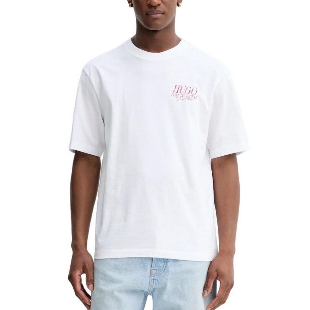 HUGO BOSS JERSEY NOFSHIX T-SHIRT ΜΠΛΟΥΖΑ ΑΝΔΡΙΚΗ WHITE
