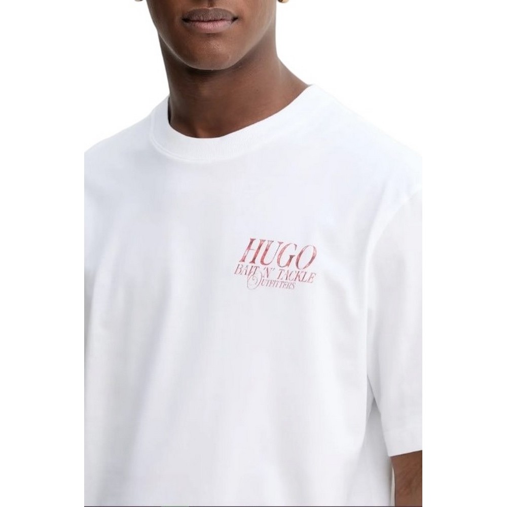 HUGO BOSS JERSEY NOFSHIX T-SHIRT ΜΠΛΟΥΖΑ ΑΝΔΡΙΚΗ WHITE