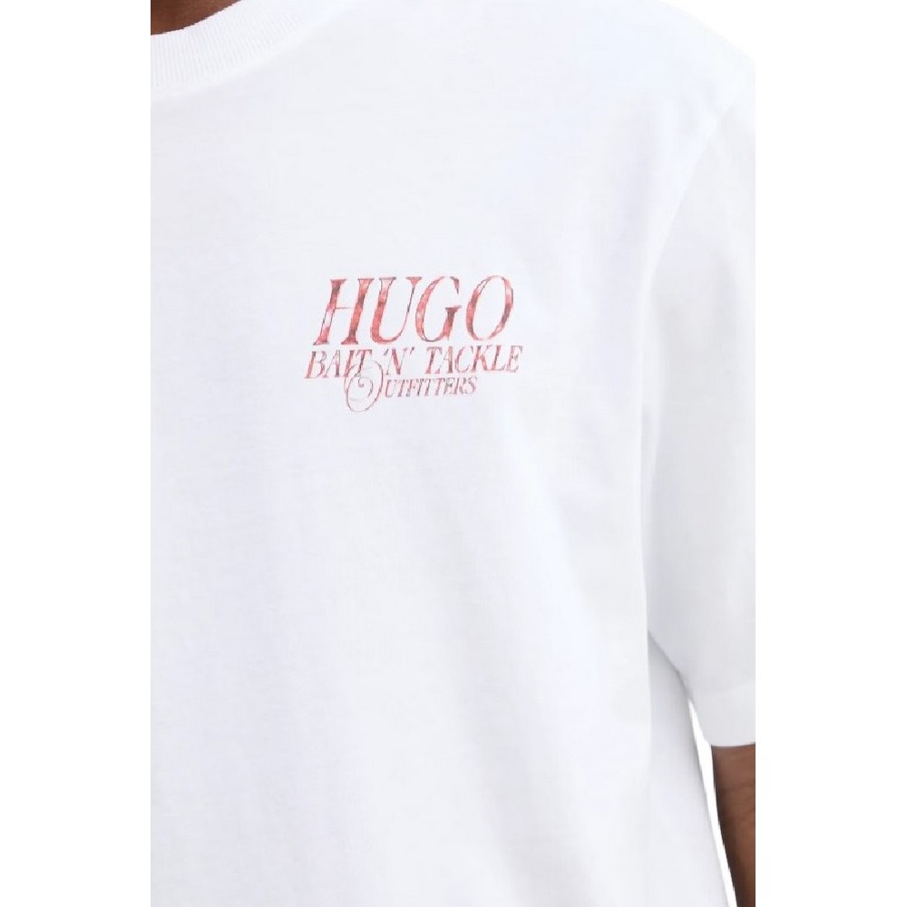 HUGO BOSS JERSEY NOFSHIX T-SHIRT ΜΠΛΟΥΖΑ ΑΝΔΡΙΚΗ WHITE