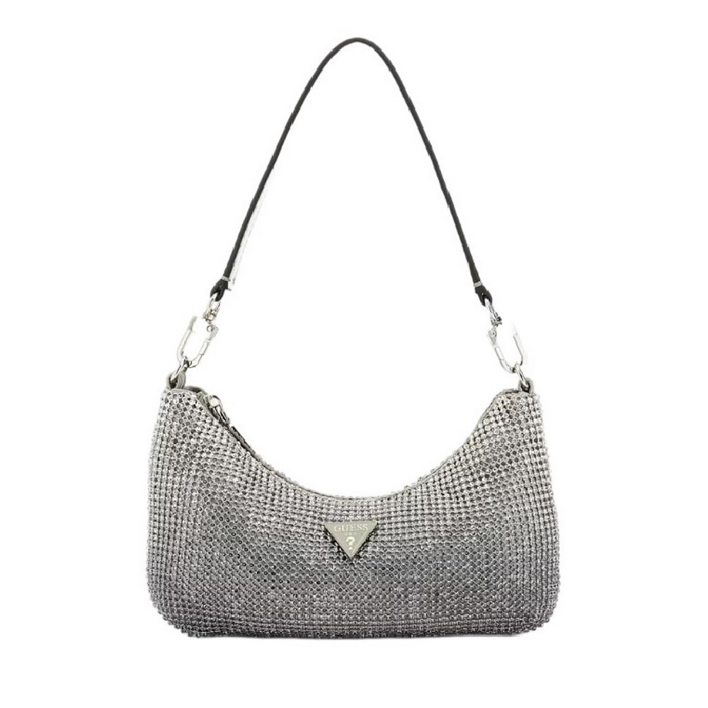 GUESS ZALINA MINI TOP ZIP SHLDR BAG ΤΣΑΝΤΑ ΓΥΝΑΙΚΕΙΑ SILVER
