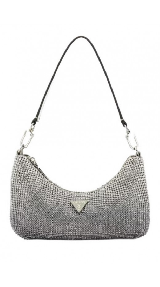 GUESS ZALINA MINI TOP ZIP SHLDR BAG ΤΣΑΝΤΑ ΓΥΝΑΙΚΕΙΑ SILVER