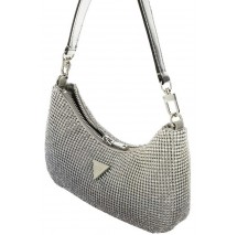 GUESS ZALINA MINI TOP ZIP SHLDR BAG ΤΣΑΝΤΑ ΓΥΝΑΙΚΕΙΑ SILVER