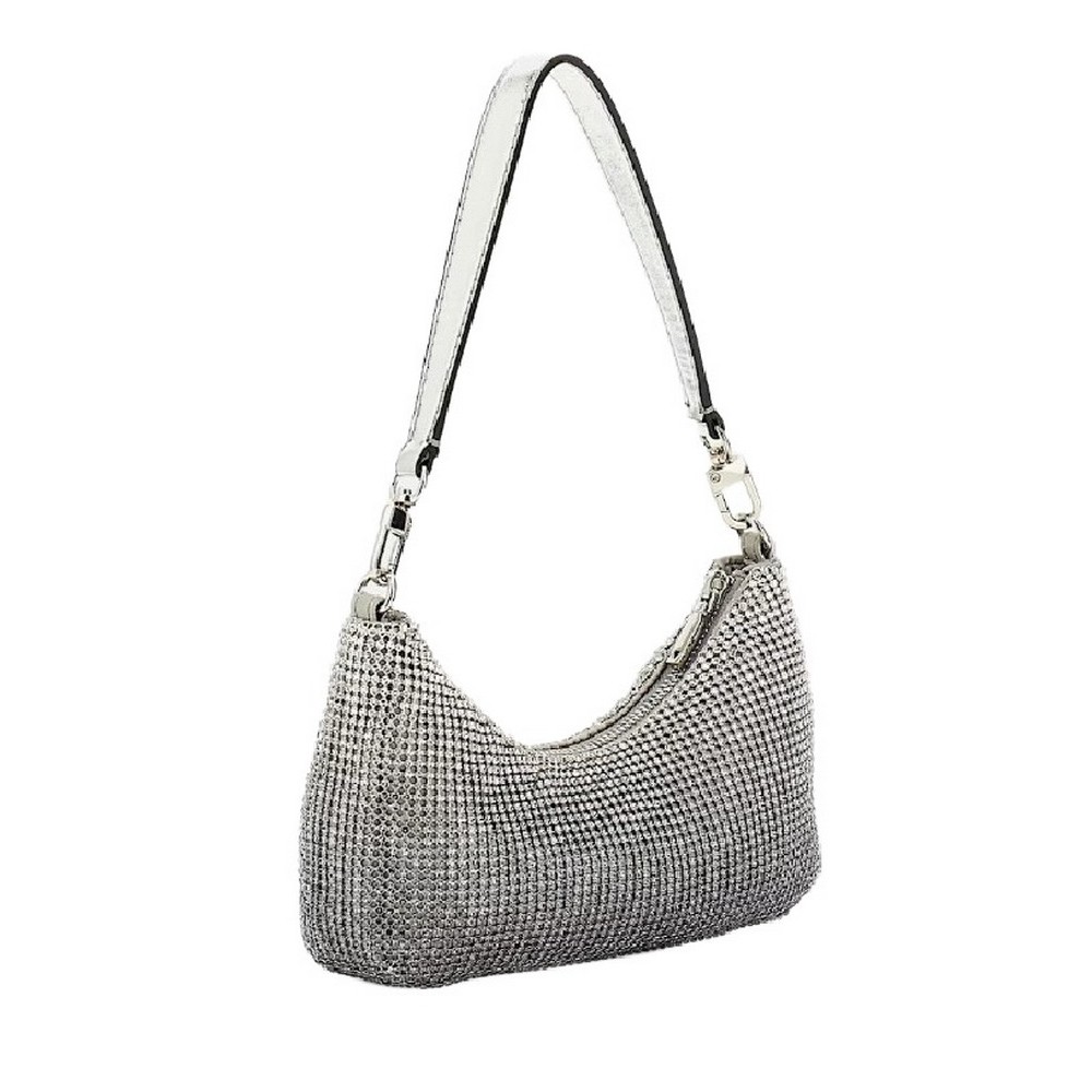 GUESS ZALINA MINI TOP ZIP SHLDR BAG ΤΣΑΝΤΑ ΓΥΝΑΙΚΕΙΑ SILVER